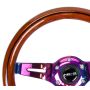 NRG Classic Wood Grain Steering Wheel (310mm) Dark Wood & Black Line Inlay w/Neochrome 3-Spoke Ctr.