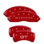 MGP 10197SMG2RD 4 Caliper Covers Engraved Front Mustang Engraved Rear S197/GT Red finish silver ch