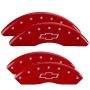 MGP 14008SBOWRD 4 Caliper Covers Engraved Front & Rear Bowtie Red finish silver ch