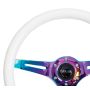 NRG ST-015MC-GL Classic Wood Grain Steering Wheel (350mm) Glow-N-The-Dark Green Grip w/Neochrome 3-Spoke Center