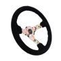 NRG Reinforced Steering Wheel (350mm / 3in. Deep) Blk Suede Floral Dipped w/ Blk Baseball Stitch