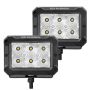 Go Rhino 753003023FBS Xplor Bright Series Rectangle LED Flood Light Kit (Surface/Thread Std Mnt) 4x3 - Blk (Pair)