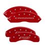 MGP 14240SCR5RD 4 Caliper Covers Engraved Front Gen 5/Camaro Engraved Rear Gen 5/RS Red finish silver ch