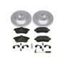 PowerStop ESK5790 Genuine Geomet Coated Rotors, ECE-R90 Brake Pads + Hardware Kit