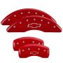 MGP 14214SBOWRD 4 Caliper Covers Engraved Front & Rear Bowtie Red finish silver ch