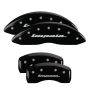 MGP 14006SIMPBK 4 Caliper Covers Engraved Front & Rear Impala Black finish silver ch