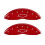 MGP 14221FBOWRD Front set 2 Caliper Covers Engraved Front Bowtie Red finish silver ch