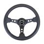 NRG Reinforced Steering Wheel (350mm / 3in. Deep) Blk Leather w/Blk Spoke & Circle Cutouts