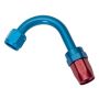 Russell Performance -8 AN Red/Blue 120 Degree Full Flow Swivel Hose End (With 1-1/4in Radius)