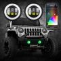 XKGLOW XK042010-B XK Glow 4In Black RGB LED Jeep Wrangler Fog Light XKchrome Bluetooth App Controlled Kit