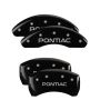 MGP 18025SPOPBK 4 Caliper Covers Engraved Front & Rear Pontiac Black finish silver ch