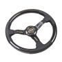 NRG Carbon Fiber Steering Wheel (350mm / 1.5in. Deep) Leather Trim w/Blk Stitch & Slit Cutout Spokes