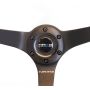 NRG Reinforced Steering Wheel (350mm / 3in. Deep) Blk Suede w/Blk BBall Stitch (Odi Bakchis Edition)