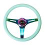 NRG Classic Wood Grain Steering Wheel (350mm) Minty Fresh Color w/Neochrome 3-Spoke Center