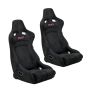 NRG RSC-710 L/R-BK Prisma Lab Reclinable Bucket Racing Seat - Pair (Black Vegan Suede)