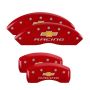 MGP 13007SBRCRD 4 Caliper Covers Engraved Front & Rear Chevy racing Red finish silver ch