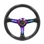 NRG Carbon Fiber Steering Wheel (350mm / 1.5in. Deep) Neochrome 3-Spoke Design w/Slit Cuts