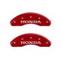MGP Front set 2 Caliper Covers Engraved Front Honda Red finish silver ch