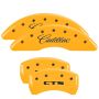 MGP 4 Caliper Covers Engraved Front Cursive/Cadillac Engraved Rear CTS Yellow finish black ch