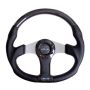 NRG Carbon Fiber Steering Wheel (350mm) Silver Oval Shape w/Leather Trim