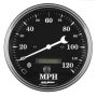Auto Meter Gauge Speedo. 5in 120mph Elec. Prog. w/ LCD Odo Old Tyme Black