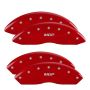 MGP 4 Caliper Covers Engraved Front & Rear MGP Red Finish Silver Char 2014 Chevrolet Express 2500