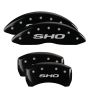 MGP 10222SSHOBK 4 Caliper Covers Engraved Front & Rear SHO Black finish silver ch