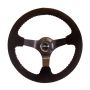 NRG Reinforced Steering Wheel (350mm / 3in. Deep) Blk Suede w/Blk BBall Stitch (Odi Bakchis Edition)