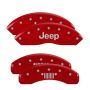 MGP 42014SJPLRD 4 Caliper Covers Engraved Front JEEP Engraved Rear JEEP Grill logo Red finish silver ch