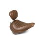 Mustang Motorcycle 83022 Mustang 18-21 Harley Fat Boy Wide Tripper Solo Seat w/Driver Backrest Diamond Stitch - Brown