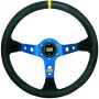 OMP Corsica Dished Steering Wheel Suede 3 Blue Anod