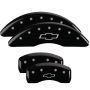MGP 14214SBOWBK 4 Caliper Covers Engraved Front & Rear Bowtie Black finish silver ch
