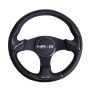 NRG Carbon Fiber Steering Wheel (350mm) Blk Frame Blk Stitching w/Rubber Cover Horn Button