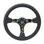 NRG RST-036TROP-R Reinforced Steering Wheel (350mm/ 3in. Deep) Matte Black Spoke/Black Leather/ Yellow Center