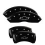 MGP 14235SBOWBK 4 Caliper Covers Engraved Front & Rear Bowtie Black finish silver ch