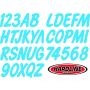 Hardline CYN400EC Boat Lettering Registration Kit 3 in. - 400 Cyan Blue Solid