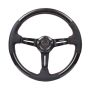 NRG Carbon Fiber Steering Wheel (350mm /1.5in. Deep) Leather Trim w/Red Stitch & Slit Cutout Spokes