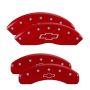 MGP 14240SBOWRD 4 Caliper Covers Engraved Front & Rear Bowtie Red finish silver ch