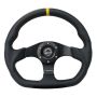 NRG RST-024MB-R-Y Reinforced Steering Wheel (320mm) Sport Leather Flat Bottom w/ Yellow Center Mark