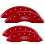MGP 10235SFRDRD 4 Caliper Covers Engraved Front & Rear Oval logo/Ford Red finish silver ch