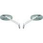 BikeMaster 600806 Oval Mirror Machined Arm w/10mm/Yam 10mm/HD Adapters - Pair - Chrome