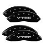 MGP 39015SVTCBK 4 Caliper Covers Engraved Front & Rear Vtech Black finish silver ch