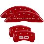 MGP 10201SM52RD 4 Caliper Covers Engraved Front 2015/Mustang Engraved Rear 2015/50 Red finish silver ch