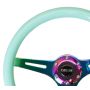 NRG Classic Wood Grain Steering Wheel (350mm) Minty Fresh Color w/Neochrome 3-Spoke Center