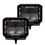 Go Rhino 750700322FCS Xplor Blackout Combo Series Cube Sideline LED Flood Lights w/Amber 4x3 - Blk (Pair)
