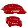 MGP 10229SSPORD 4 Caliper Covers Engraved Front & Rear SPORT Red finish silver ch