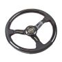 NRG Carbon Fiber Steering Wheel (350mm /1.5in. Deep) Leather Trim w/Red Stitch & Slit Cutout Spokes