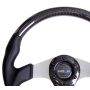 NRG Carbon Fiber Steering Wheel (350mm) Silver Oval Shape w/Leather Trim