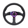 NRG Reinforced Steering Wheel (350mm / 2.5in. Deep) Leather Race Comfort Grip w/4mm Neochrome Spokes