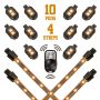 XKGLOW XK034002-A XK Glow Strips Single Color  LED Accent Light Motorcycle Kit Amber - 10xPod + 4x8In